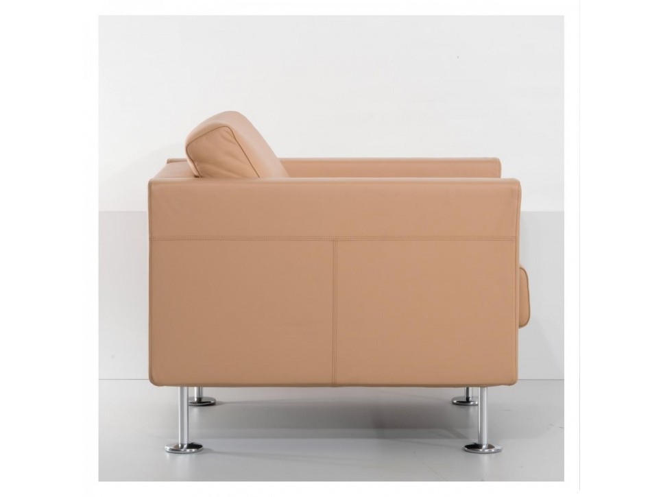 Vitra Park Loungesessel Leder Beige – Bild 7