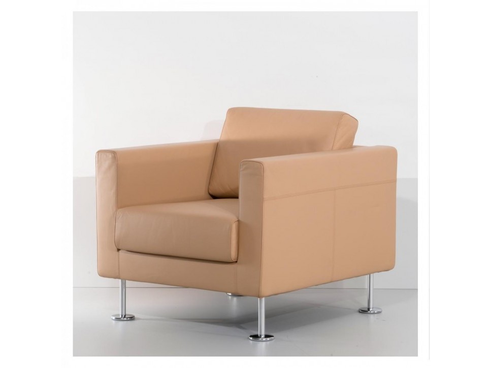 Vitra Park Loungesessel Leder Beige – Bild 2
