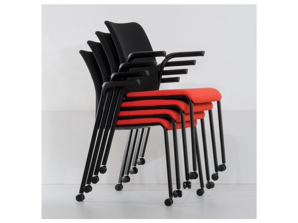 STEELCASE EASTSIDE Konferenzstuhl – Rotorange – stapelbar/rollbar – Bild 2