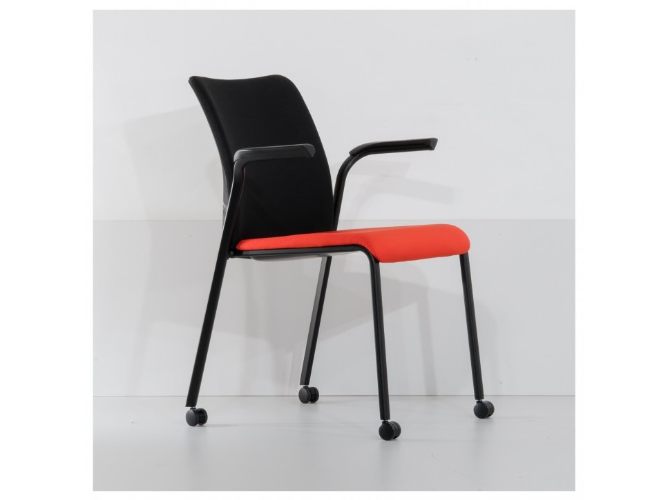 STEELCASE EASTSIDE Konferenzstuhl – Rotorange – stapelbar/rollbar – Bild 4