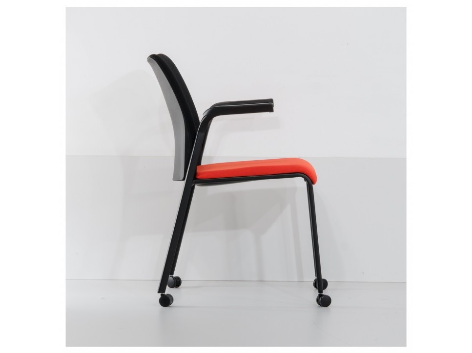 STEELCASE EASTSIDE Konferenzstuhl – Rotorange – stapelbar/rollbar – Bild 5