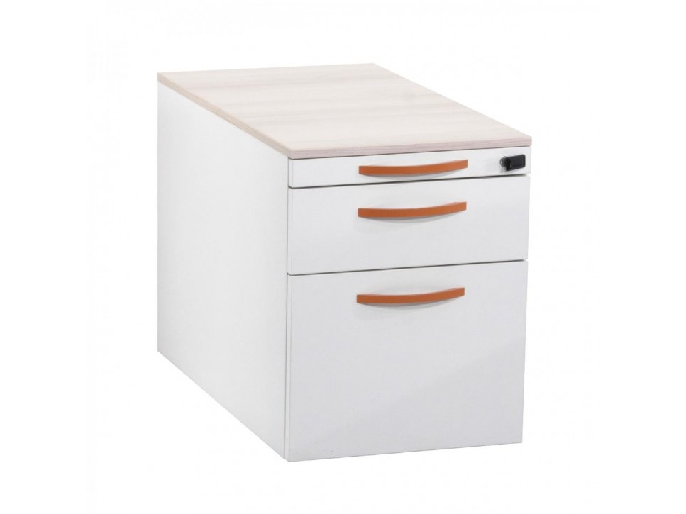 STEELCASE WERNDL IMPLICIT Rollcontainer – Weißgrau/Akazie – 3 Auszüge