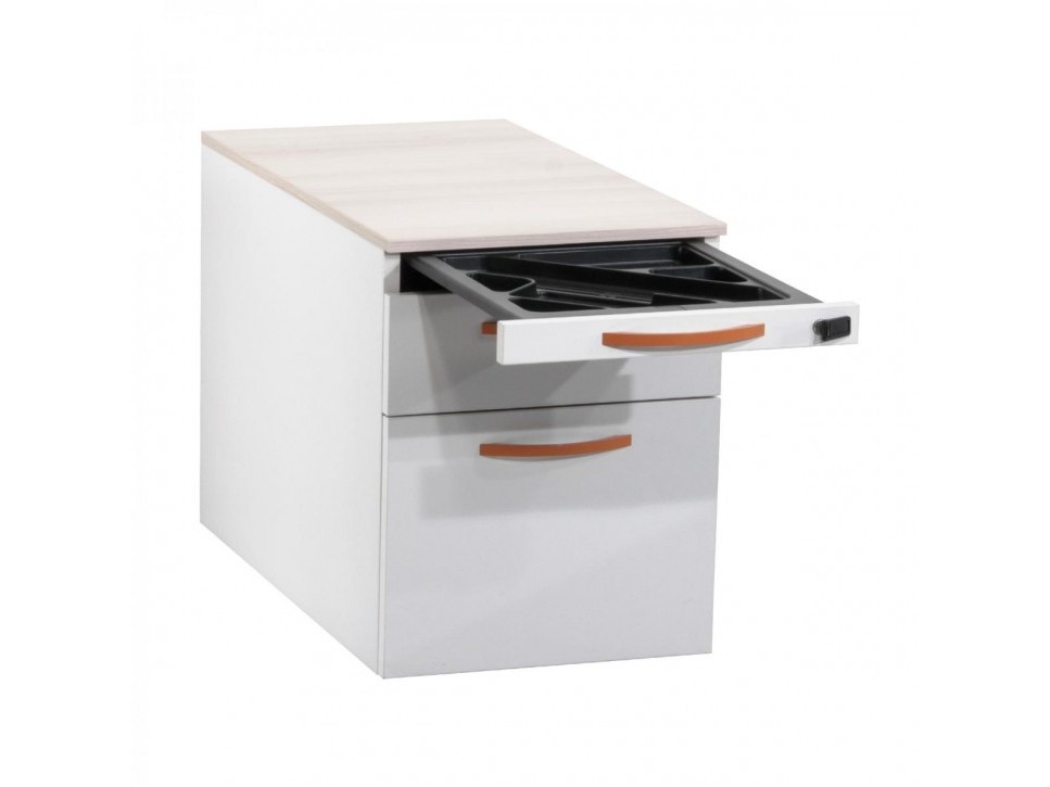 STEELCASE WERNDL IMPLICIT Rollcontainer – Weißgrau/Akazie – 3 Auszüge – Bild 2