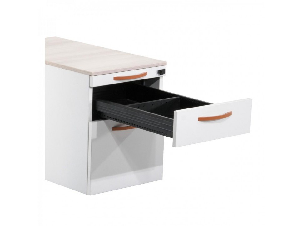 STEELCASE WERNDL IMPLICIT Rollcontainer – Weißgrau/Akazie – 3 Auszüge – Bild 4