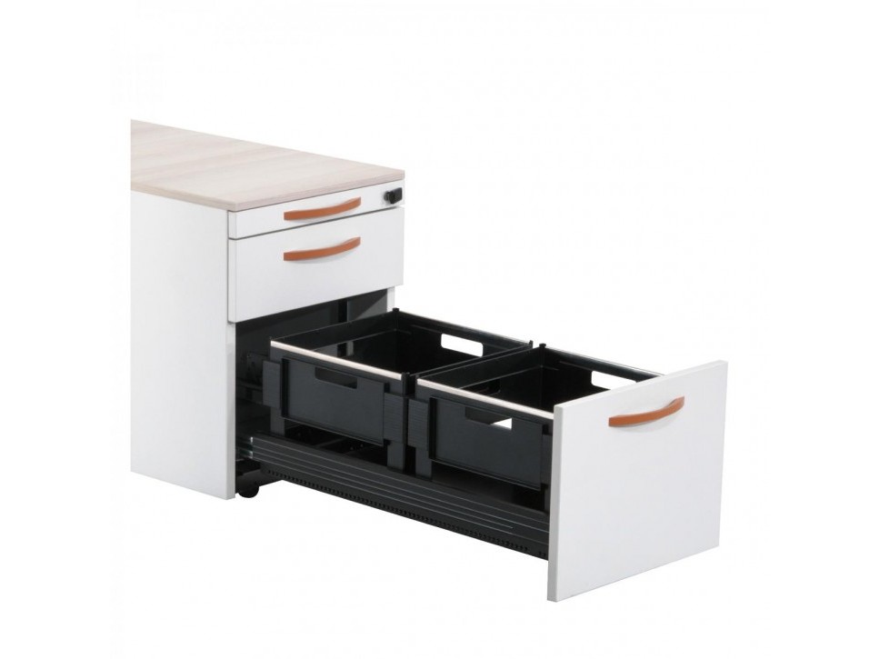 STEELCASE WERNDL IMPLICIT Rollcontainer – Weißgrau/Akazie – 3 Auszüge – Bild 3
