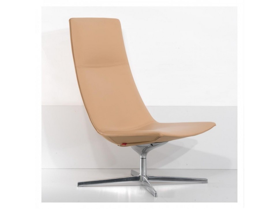Arper Catifa 70 Loungesessel Leder Beige Drehbar – Bild 8