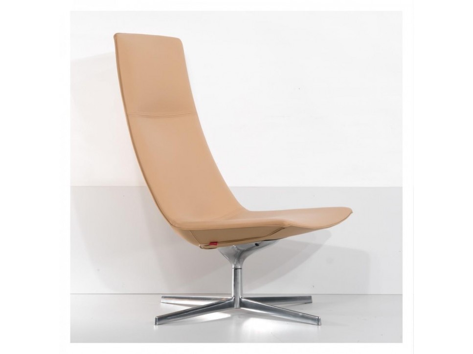 Arper Catifa 70 Loungesessel Leder Beige Drehbar – Bild 7