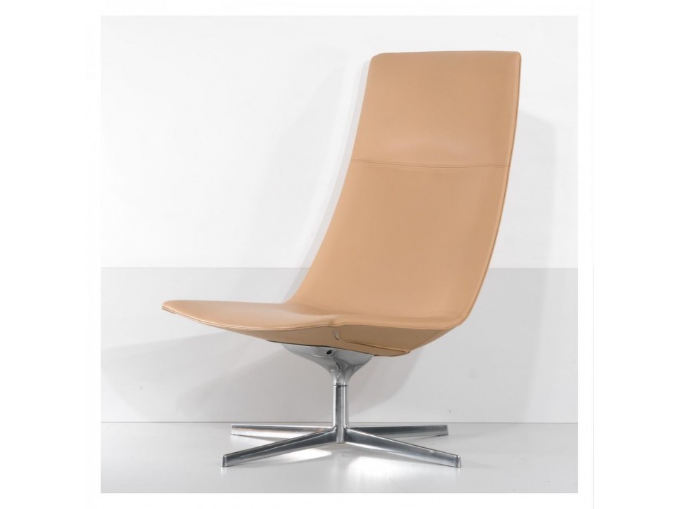 Arper Catifa 70 Loungesessel Leder Beige Drehbar – Bild 6