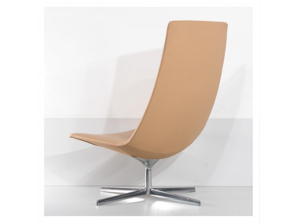 Arper Catifa 70 Loungesessel Leder Beige Drehbar – Bild 4