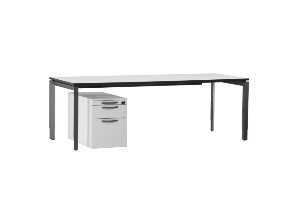 Steelcase Frame One Schreibtisch 220×85 cm Weiß/Anthrazit