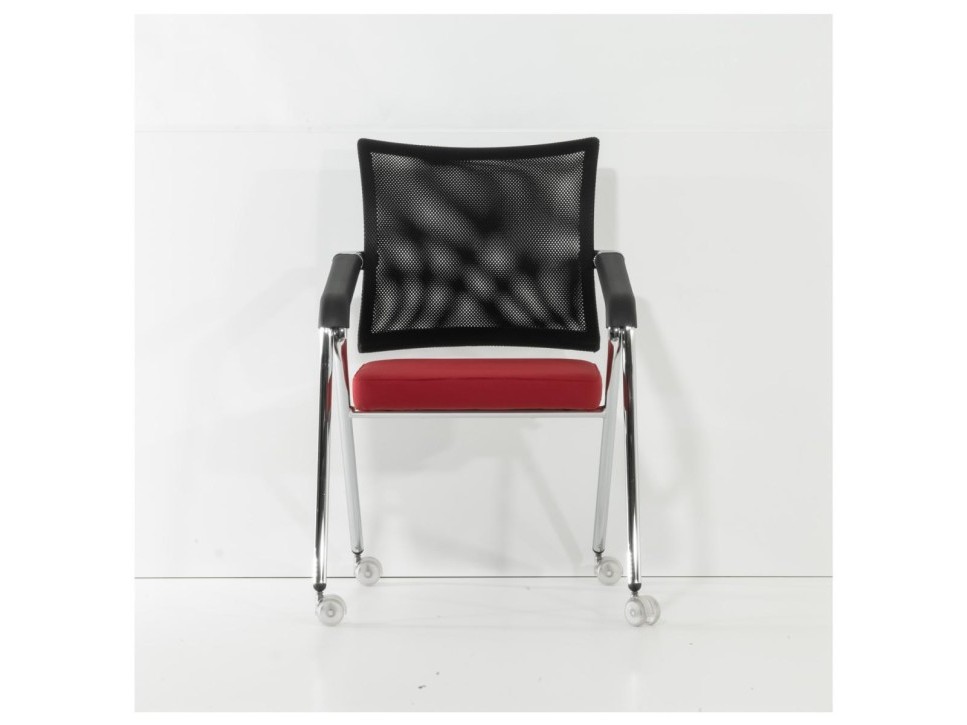 Dauphin Konferenzstuhl Rot Netzrücken klappbar rollbar – Bild 4