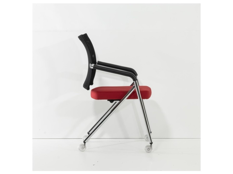 Dauphin Konferenzstuhl Rot Netzrücken klappbar rollbar – Bild 5