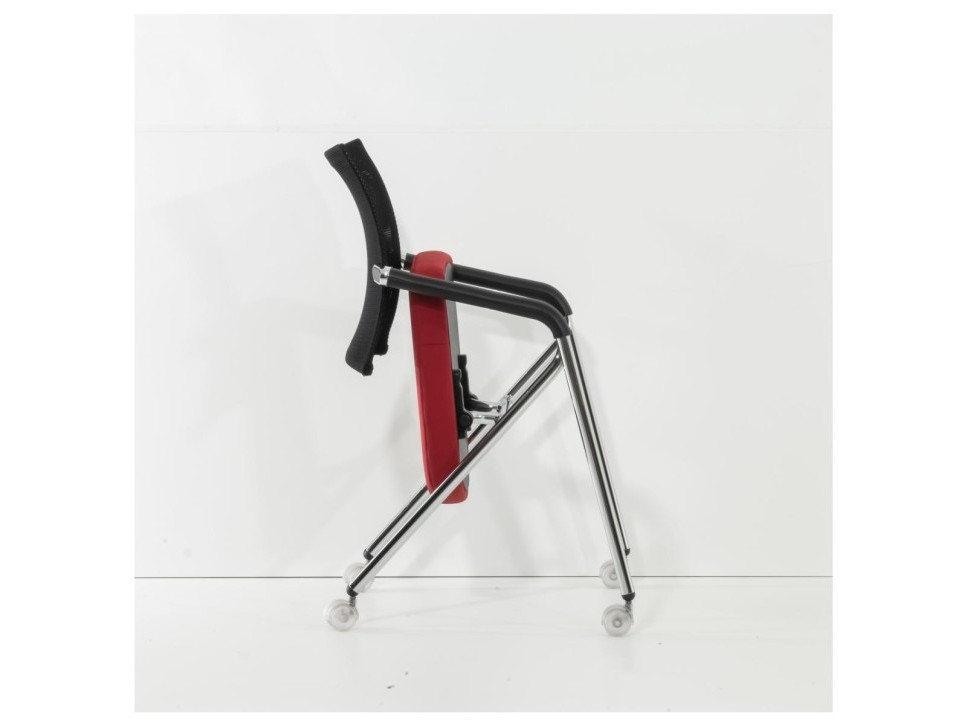 Dauphin Konferenzstuhl Rot Netzrücken klappbar rollbar – Bild 6