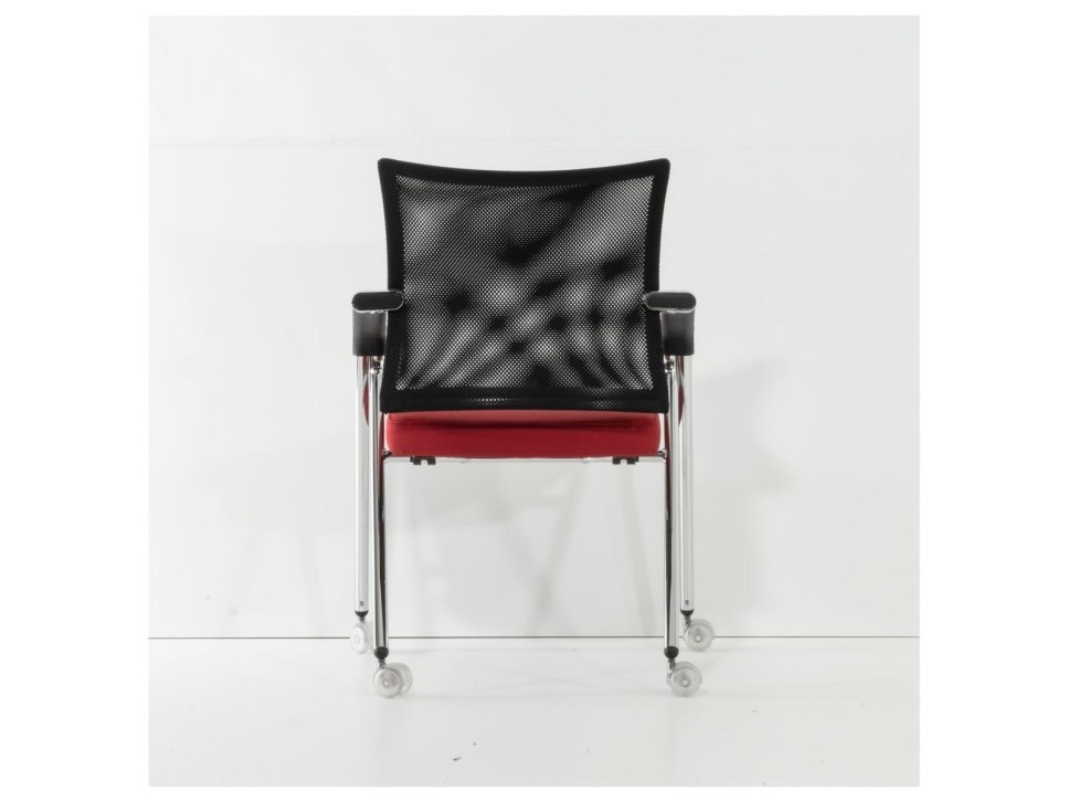Dauphin Konferenzstuhl Rot Netzrücken klappbar rollbar – Bild 8