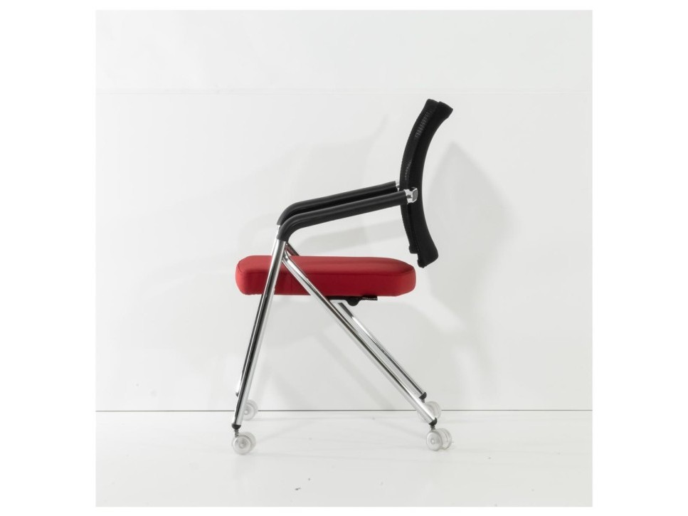 Dauphin Konferenzstuhl Rot Netzrücken klappbar rollbar – Bild 10