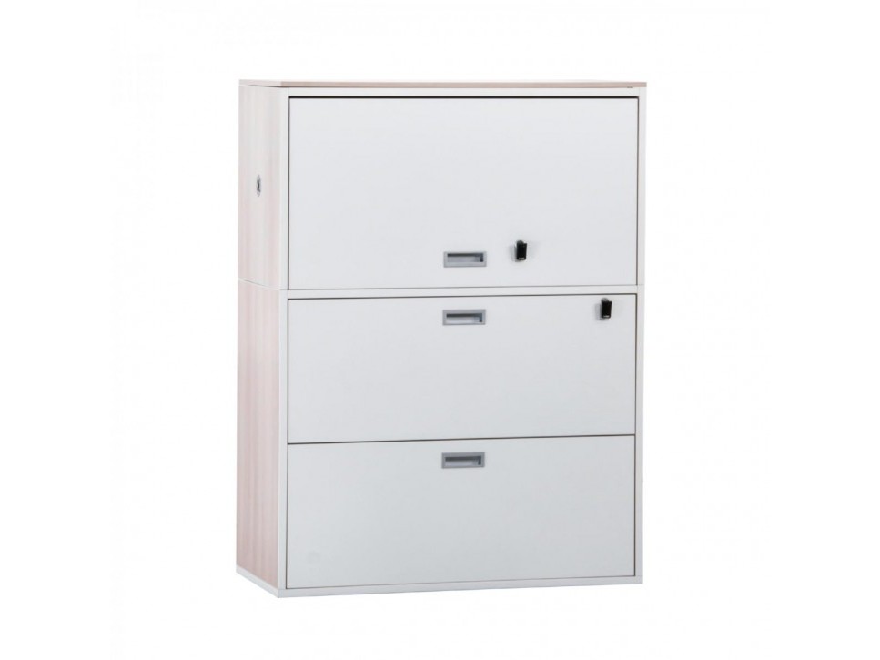 Steelcase Flexbox Sideboard 90×120×45 cm Akazie/Weiss