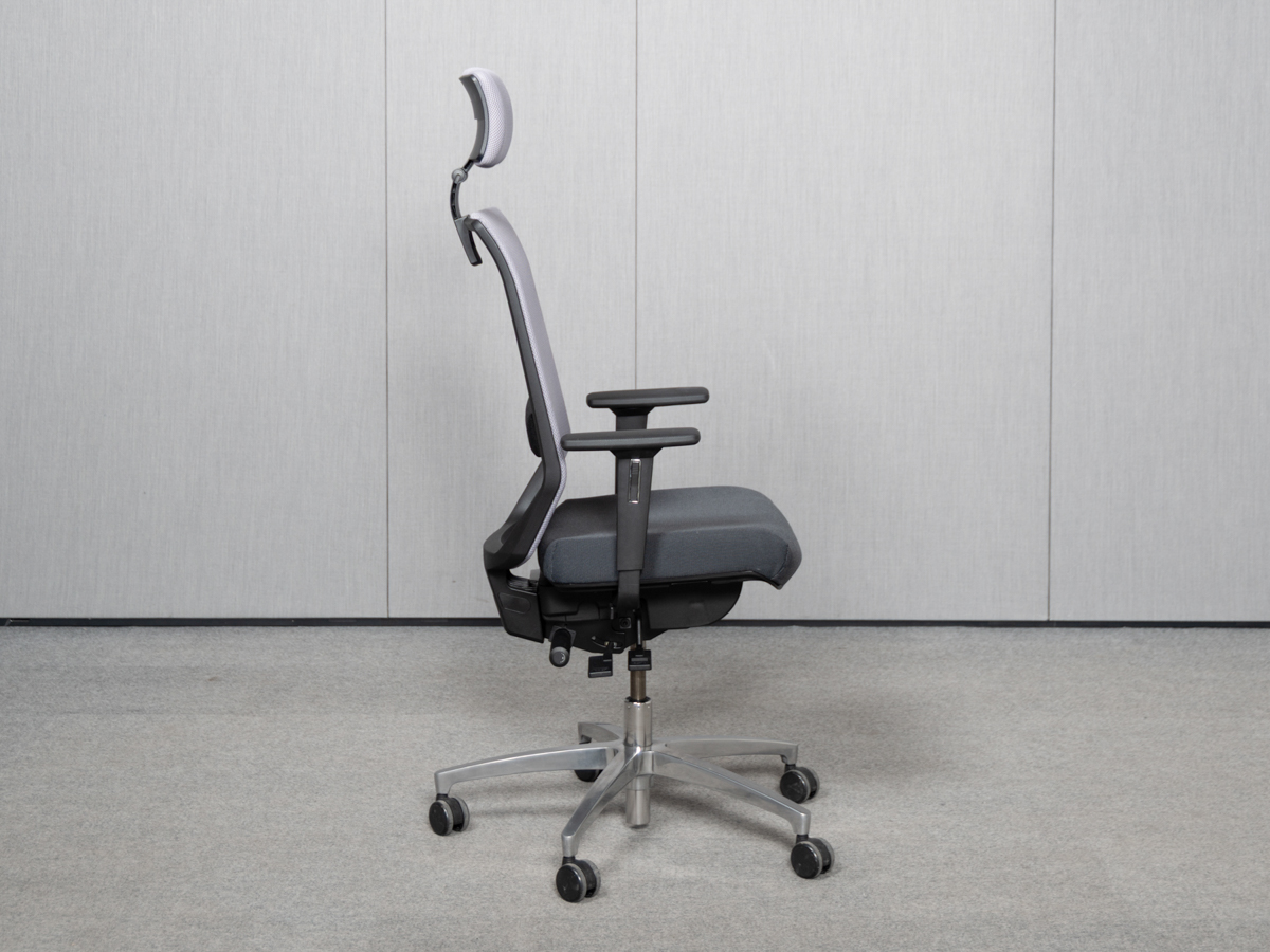 Dauphin Shape Mesh Bürodrehstuhl mit Kopfstütze, Platingrau/Anthrazit – Bild 3