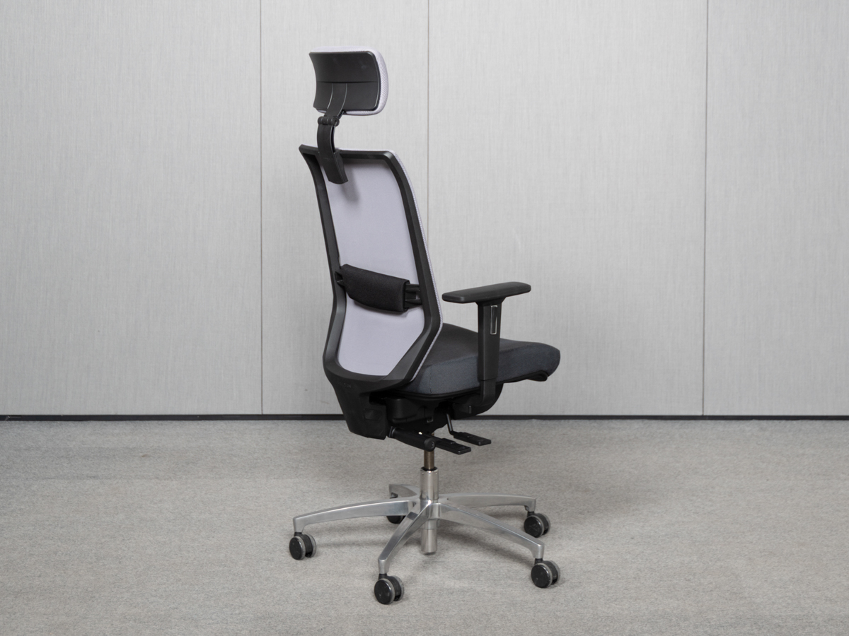 Dauphin Shape Mesh Bürodrehstuhl mit Kopfstütze, Platingrau/Anthrazit – Bild 4