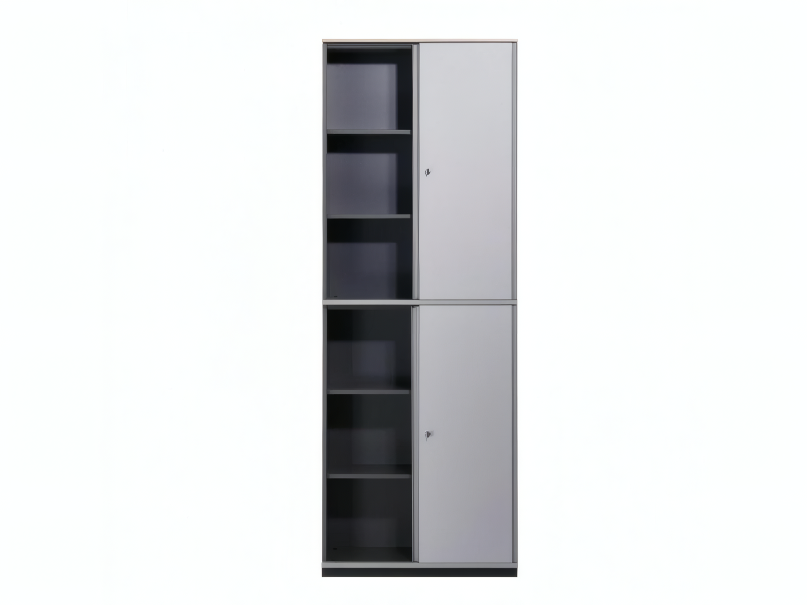 BENE Aktenschrank KX – 6 OH, Schiebertüren, Schiefergrau/Ahorn – Bild 6