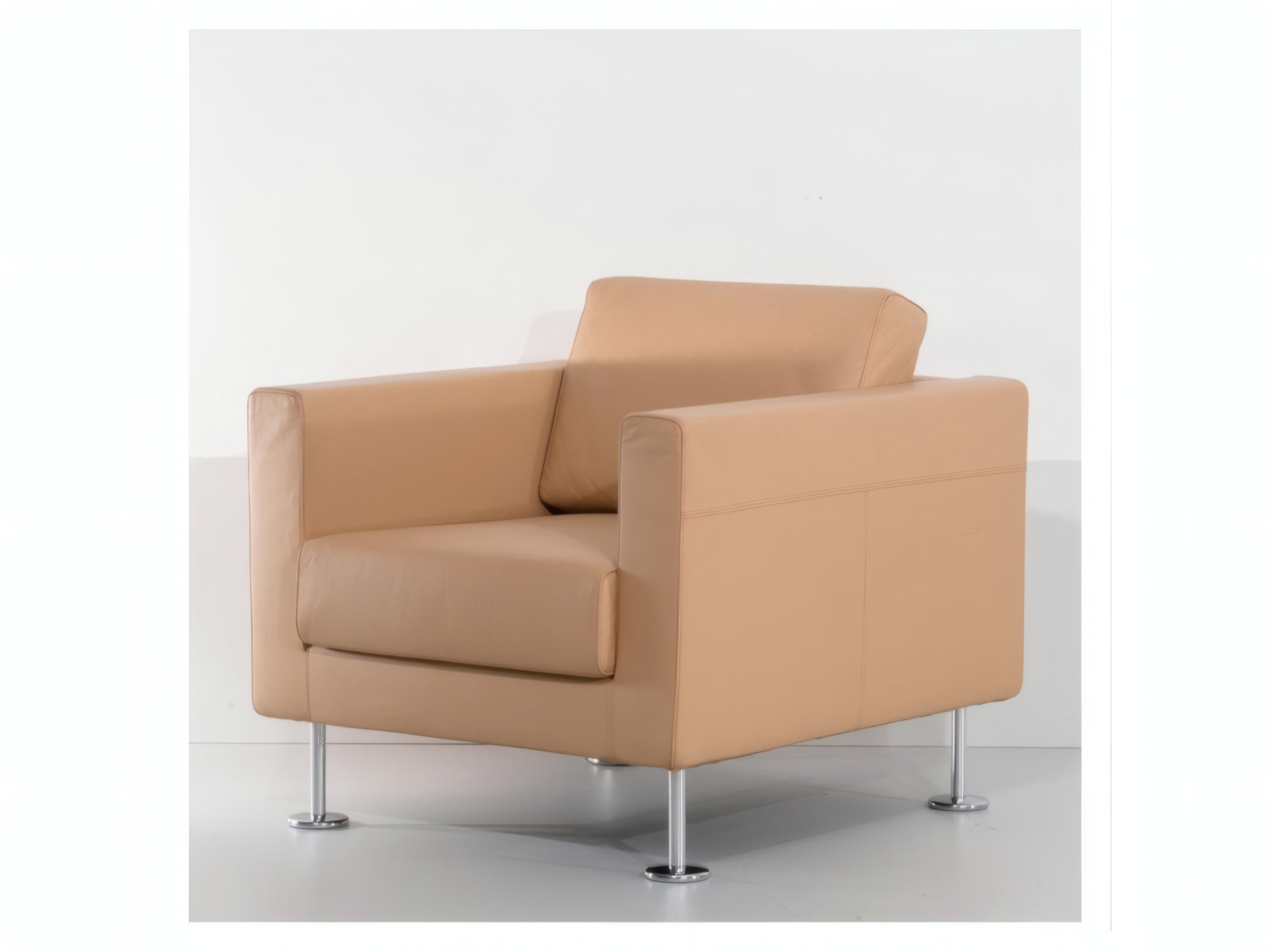 Vitra Park Loungesessel Leder Beige – Bild 7