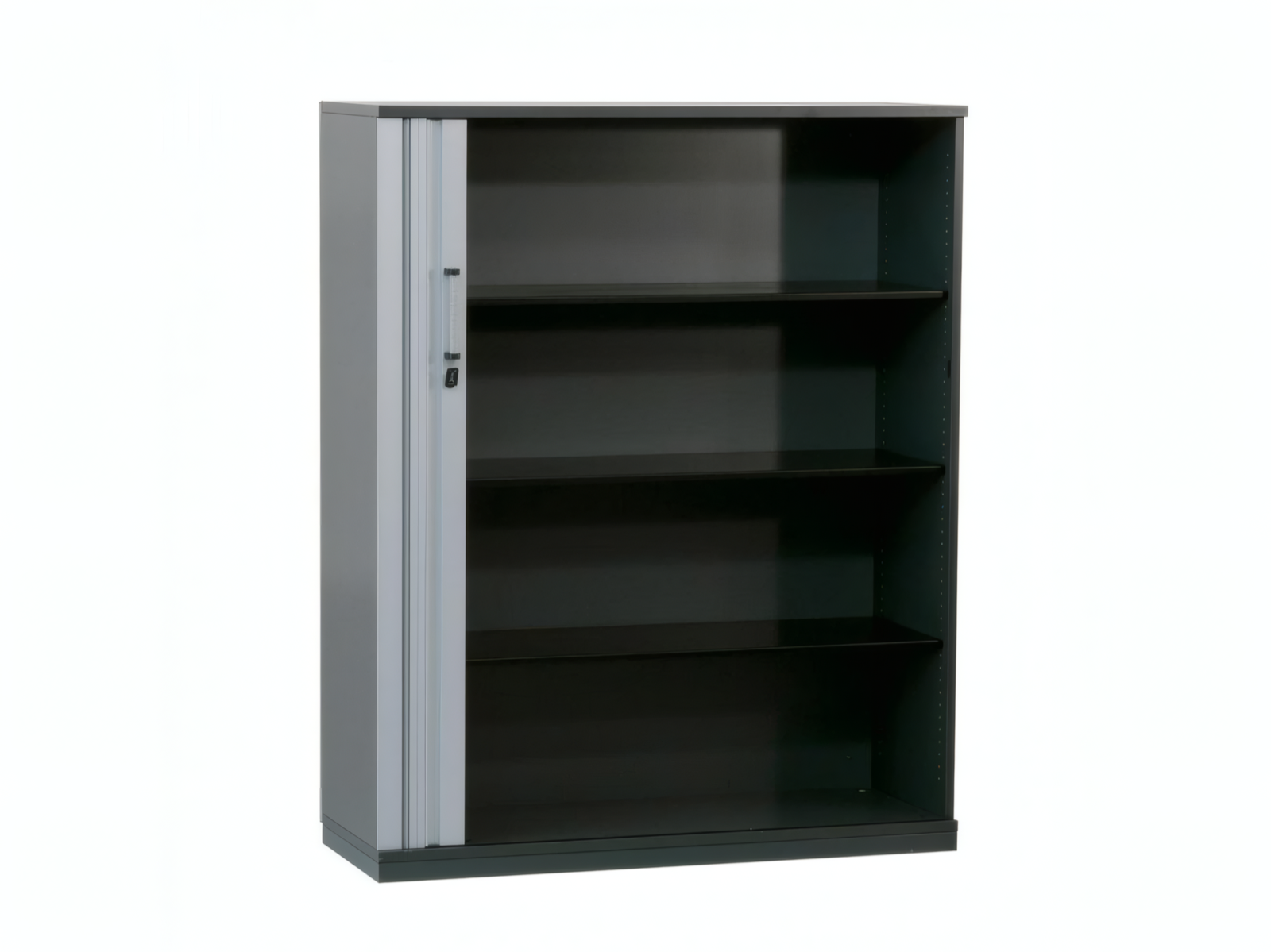 STEELCASE Querrollladen-Sideboard 120 cm 4 OH, Graphitgrau/Silber – Bild 2