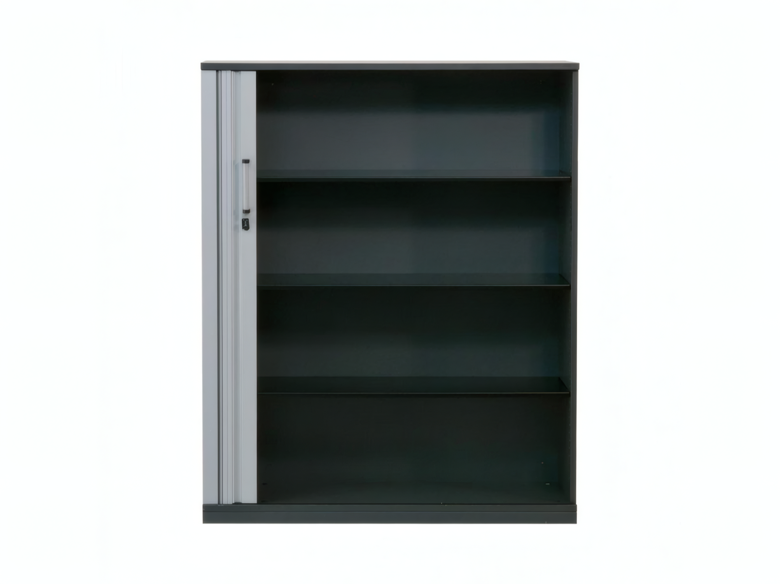STEELCASE Querrollladen-Sideboard 120 cm 4 OH, Graphitgrau/Silber – Bild 4