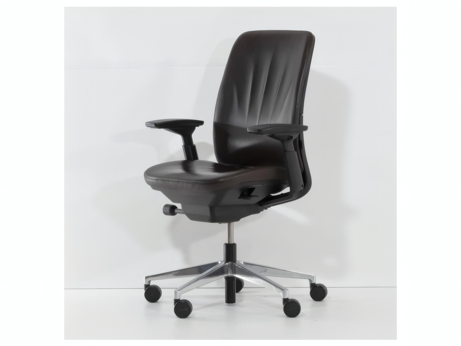 STEELCASE Amia Bürodrehstuhl, Leder Braun, Alu-Fußkreuz – Bild 7